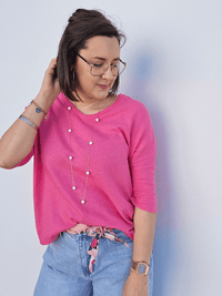 Tee-shirt femme lin manches 3/4 col V – Love by MD