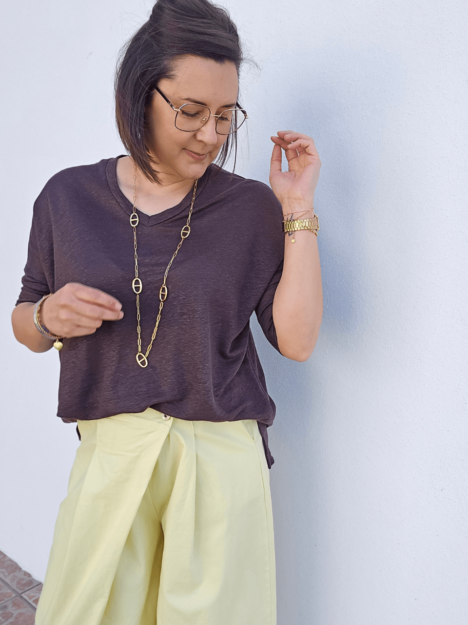 Tee-shirt femme lin manches 3/4 col V – Love by MD