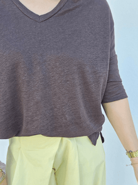 Tee-shirt femme lin manches 3/4 col V – Love by MD