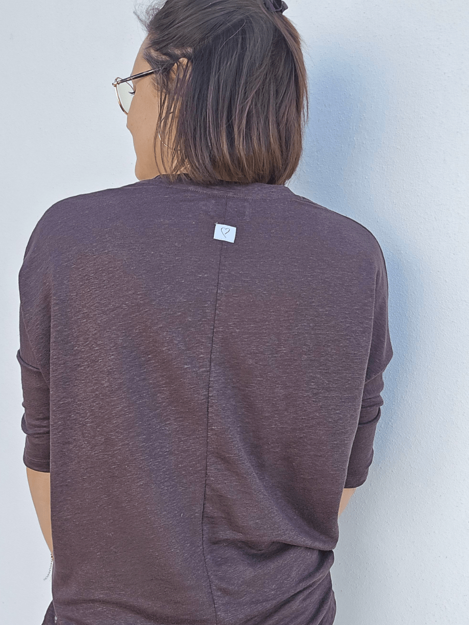 Tee-shirt femme lin manches 3/4 col V – Love by MD