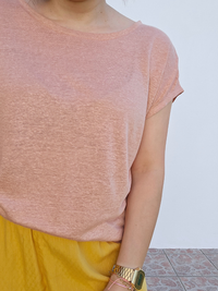 Tee-shirt en lin rose pâle – Mellinette, création artisanale