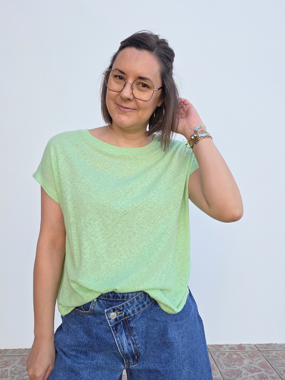 Tee-shirt femme 100% lin vert pistache – Love by MD