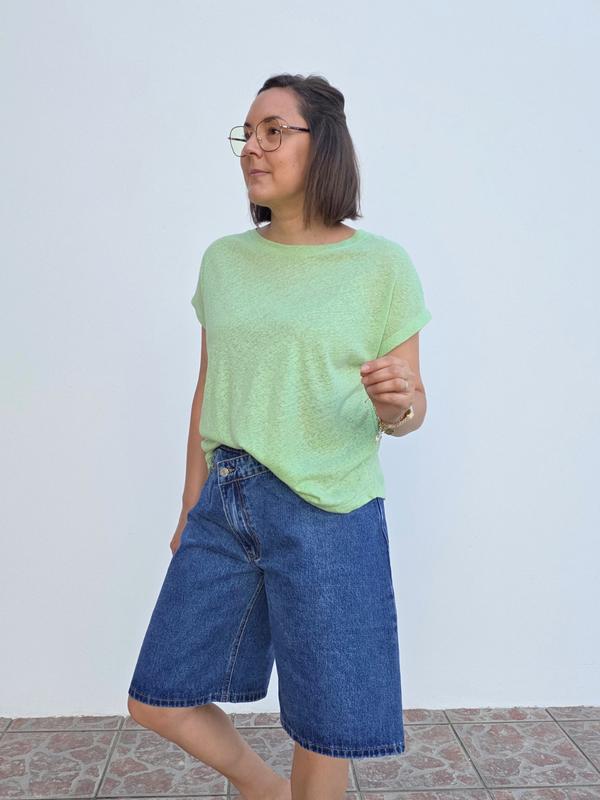 Tee-shirt femme 100% lin vert pistache – Love by MD