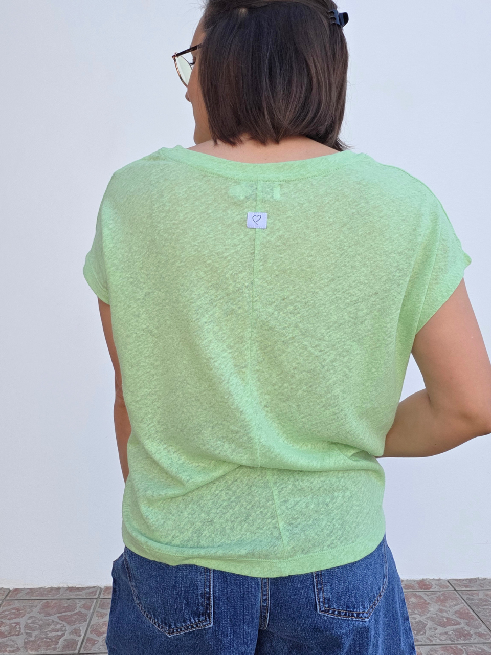Tee-shirt femme 100% lin vert pistache – Love by MD