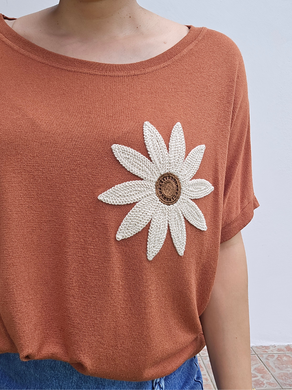 tee shirt en lin et crochet