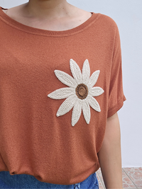 tee shirt en lin et crochet