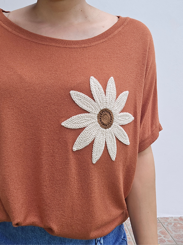 tee shirt en lin et crochet