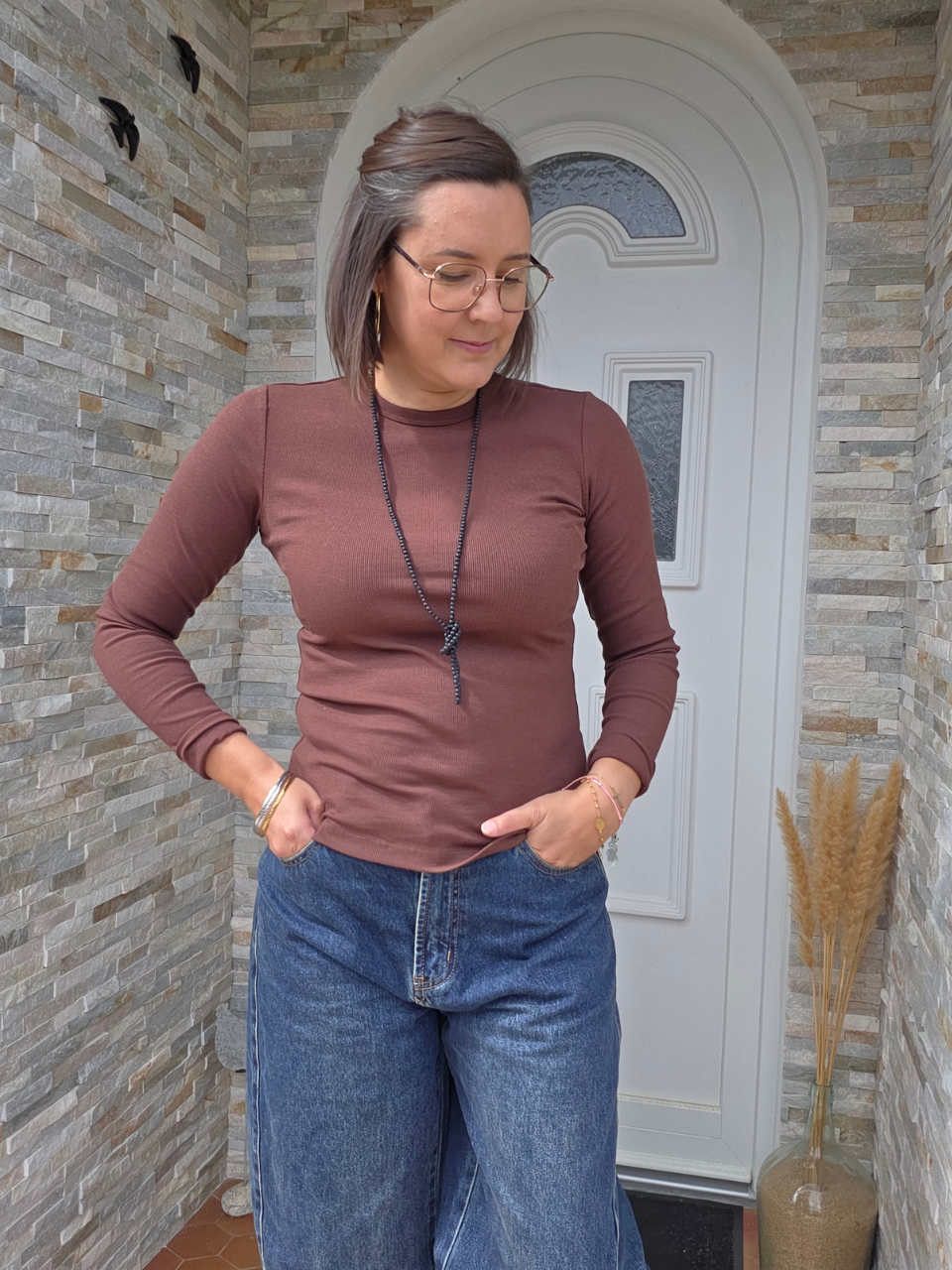 haut basique marron femme automne