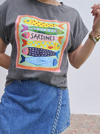 Tee shirt gris flocage sardine