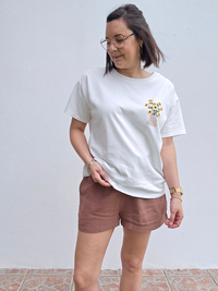 Tee shirt blanc imprimé fleur 