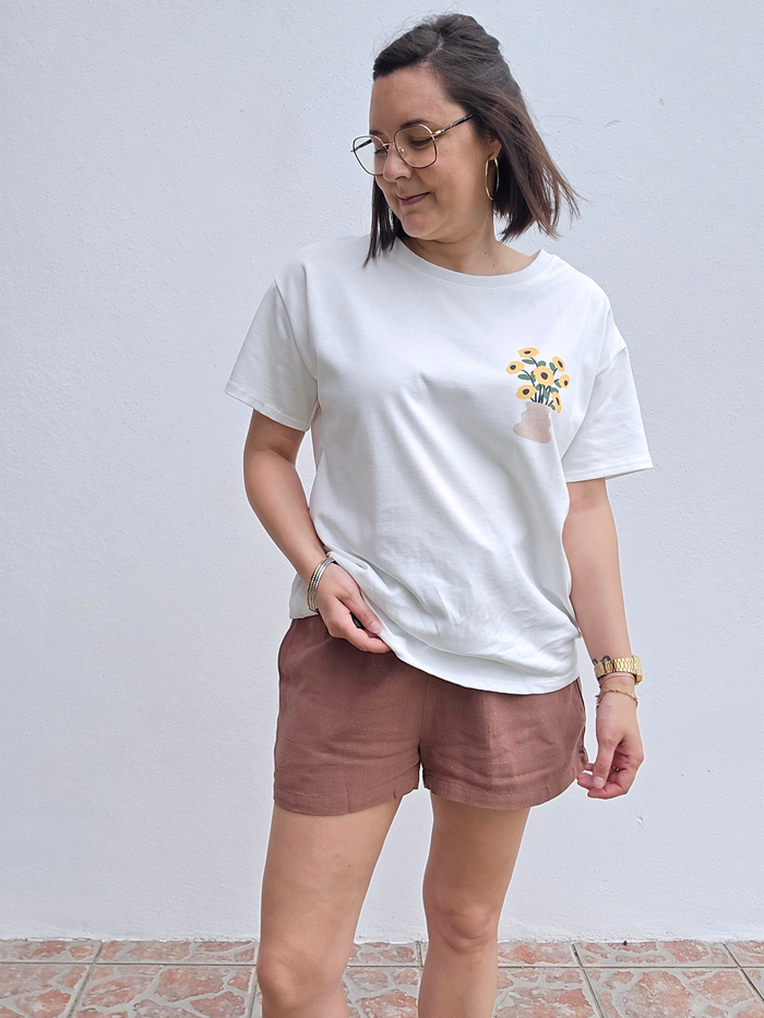 Tee shirt blanc imprimé fleur 