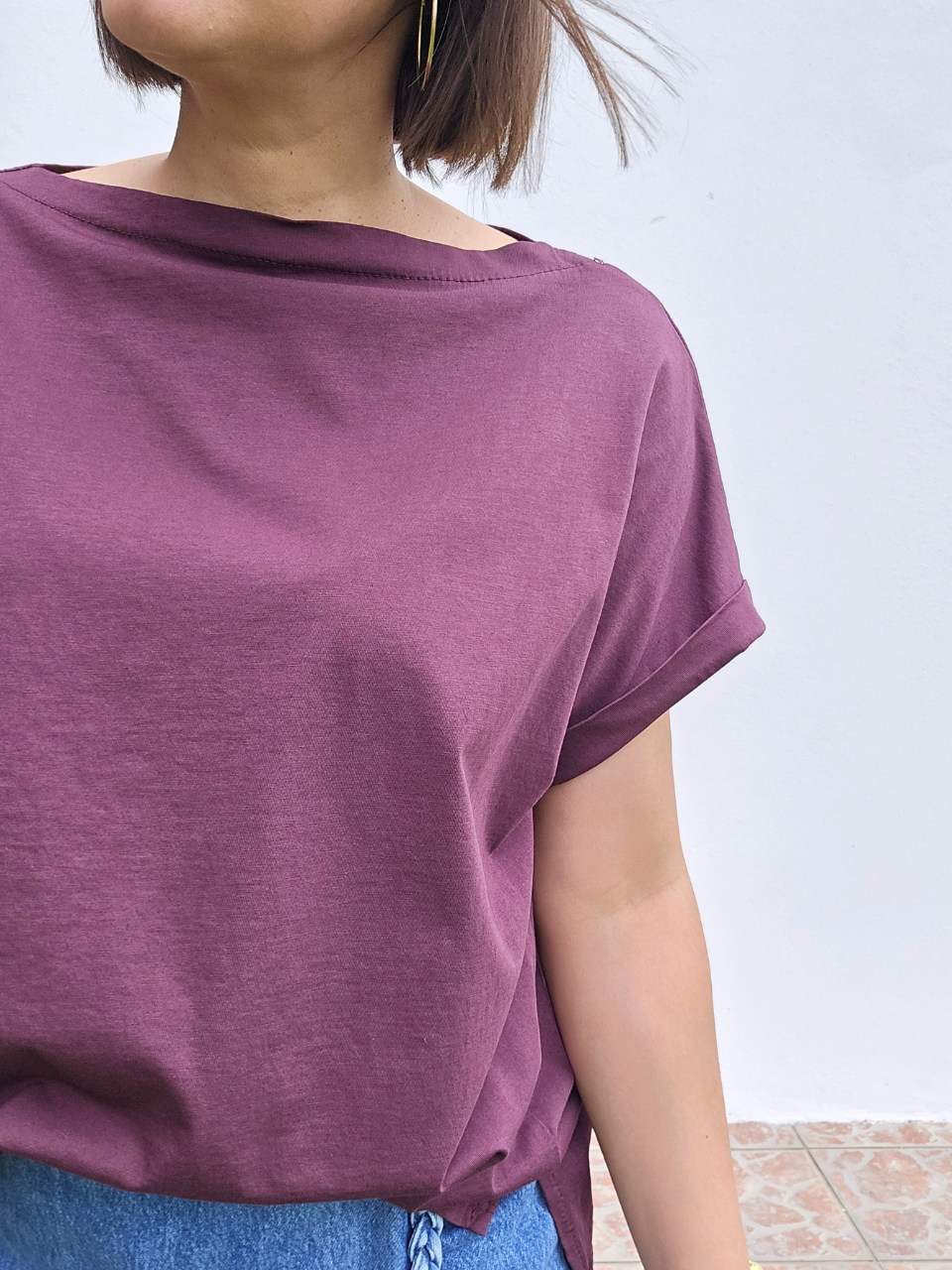 Tee-shirt col bateau en coton – Différents coloris