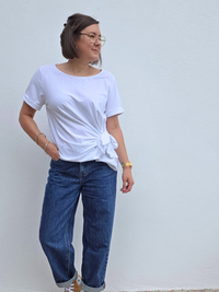 Tee-shirt nœud latéral – camel ou blanc