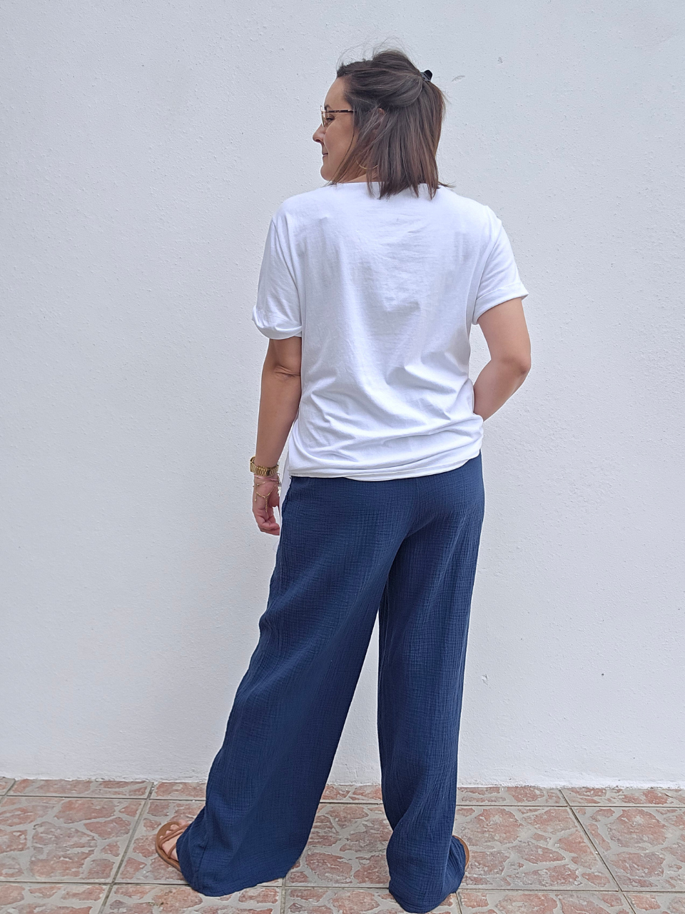 Tee-shirt nœud latéral – camel ou blanc