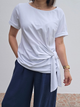 Tee-shirt nœud latéral – camel ou blanc