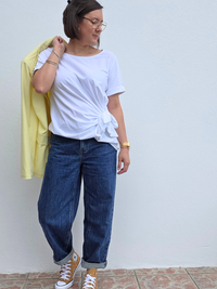 Tee-shirt nœud latéral – camel ou blanc