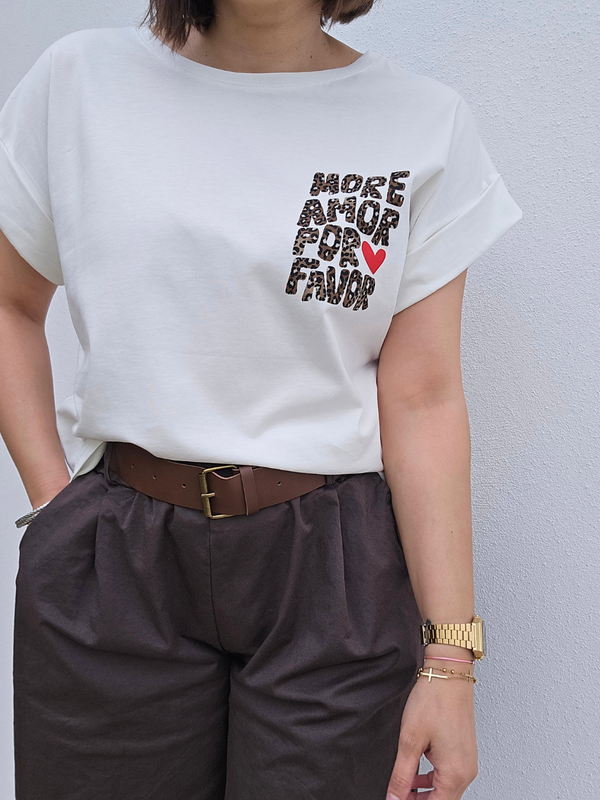 Tee-shirt blanc « more amor por favor »