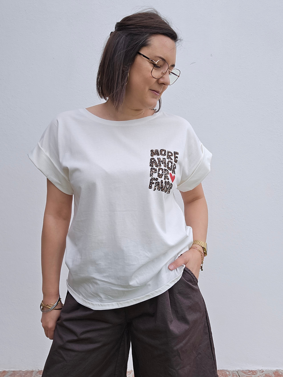 Tee-shirt blanc « more amor por favor »