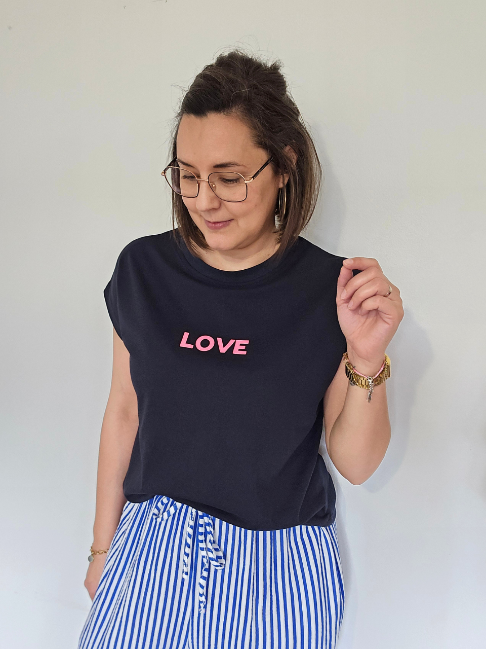 Tee-shirt marine LOVE fuchsia – Love By MD