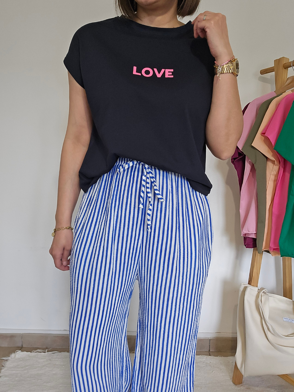 Tee-shirt marine LOVE fuchsia – Love By MD