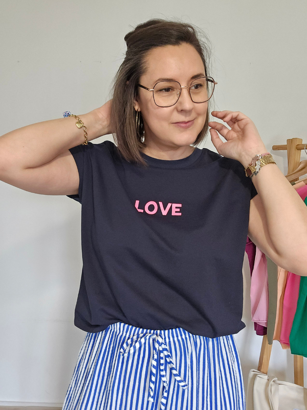 Tee-shirt marine LOVE fuchsia – Love By MD