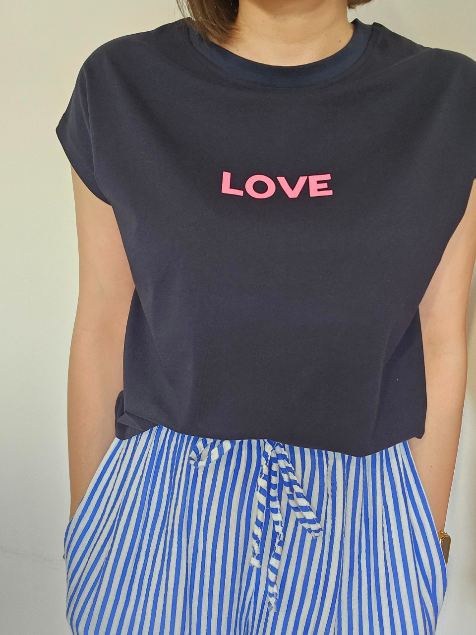 Tee-shirt marine LOVE fuchsia – Love By MD