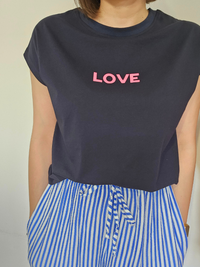 Tee-shirt marine LOVE fuchsia – Love By MD