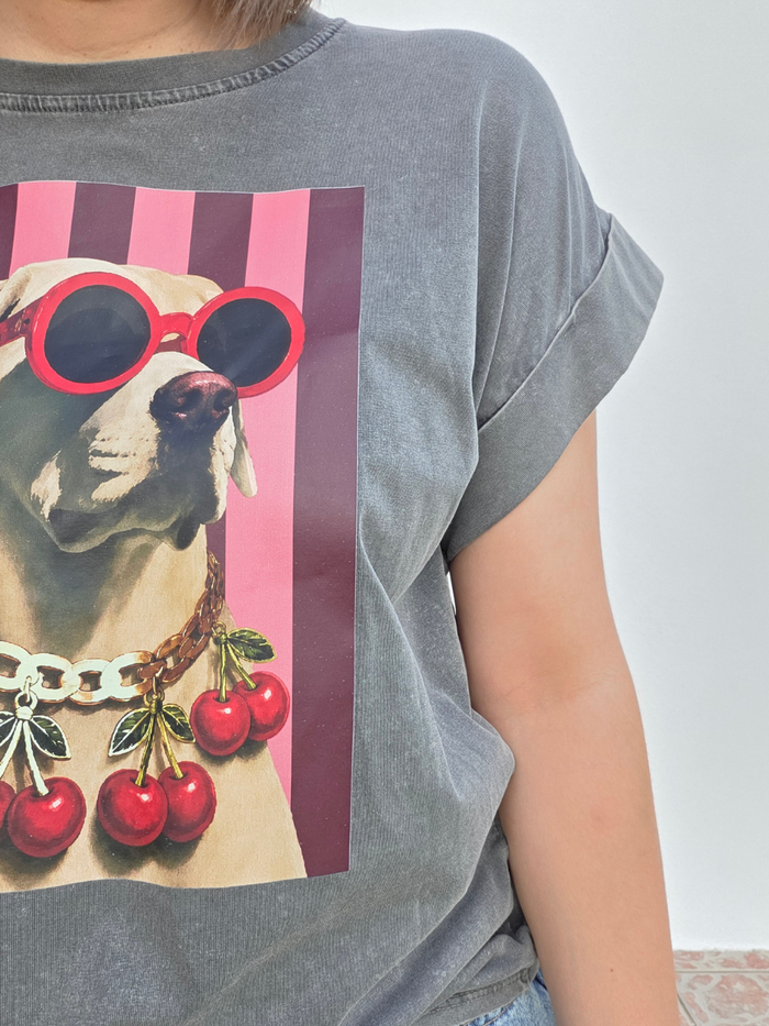 tee shirt gris chien