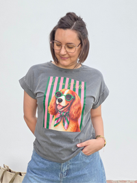 Tee shirt gris femme imprimé