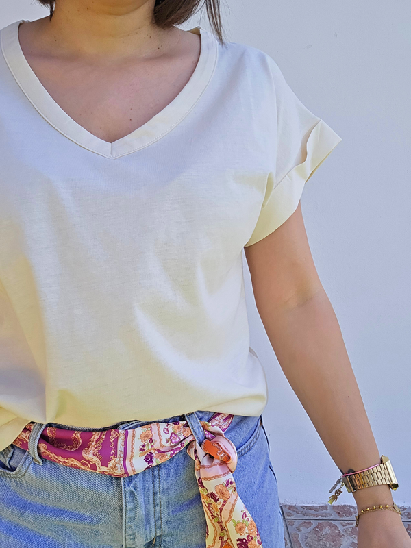 Tee-shirt coton col V – Love By MD