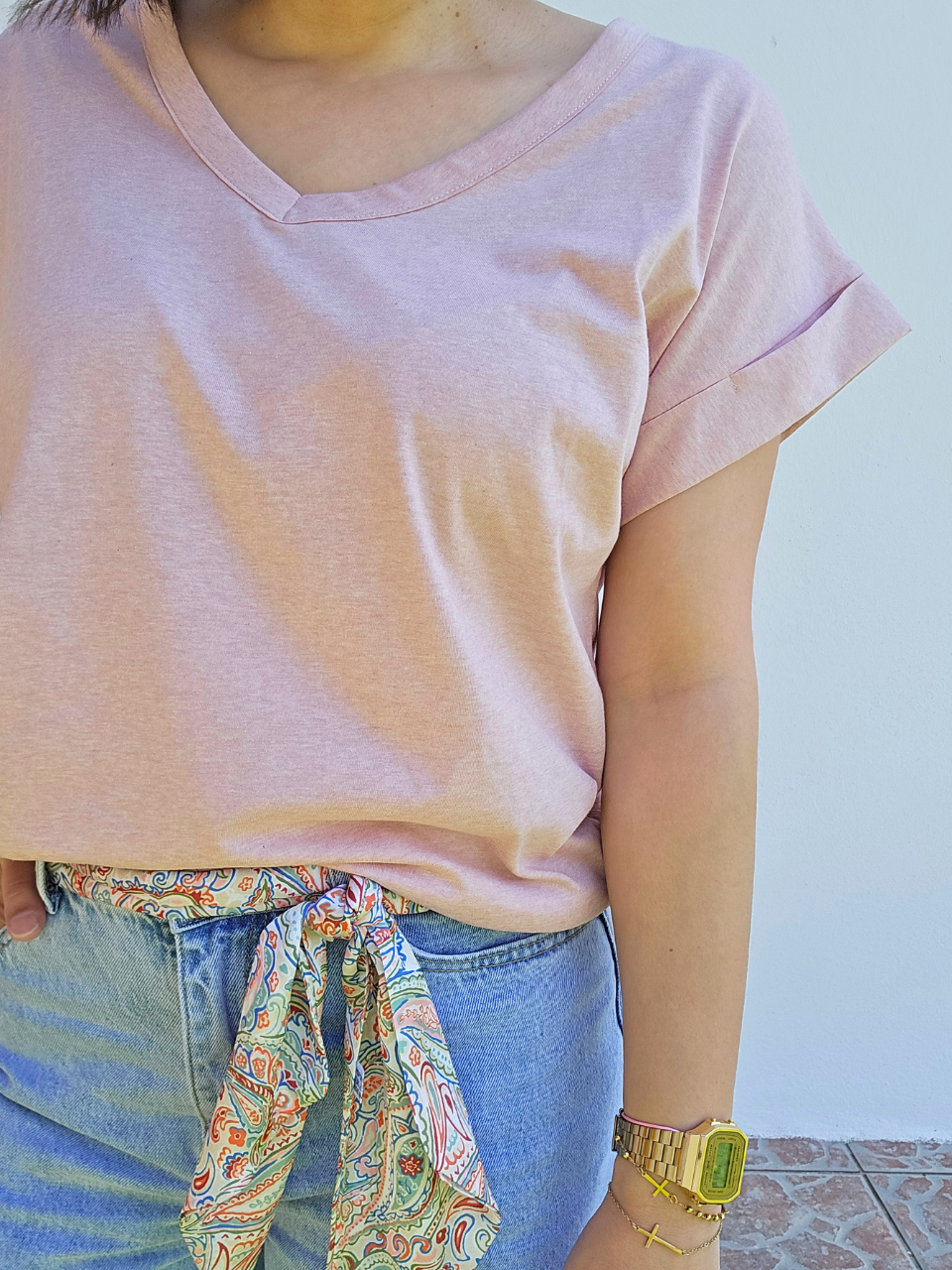 Tee-shirt coton col V – Love By MD