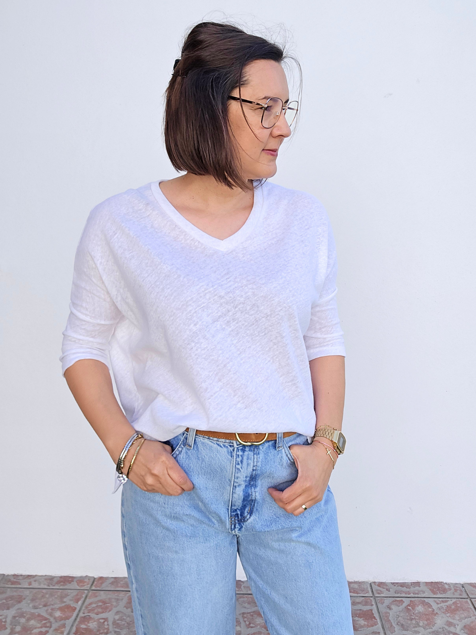 Tee-shirt manches 3/4 en lin femme Love By MD