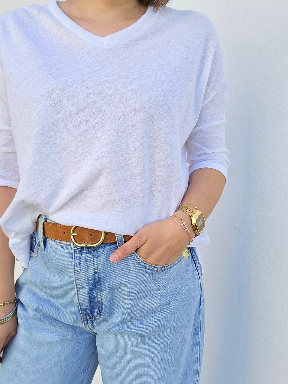 Tee shirt en lin Blanc Love By Md