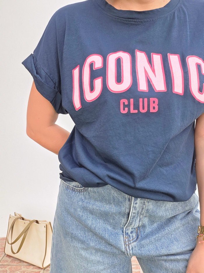 T-shirt Iconic Club 100% coton – Marine ou vieux rose