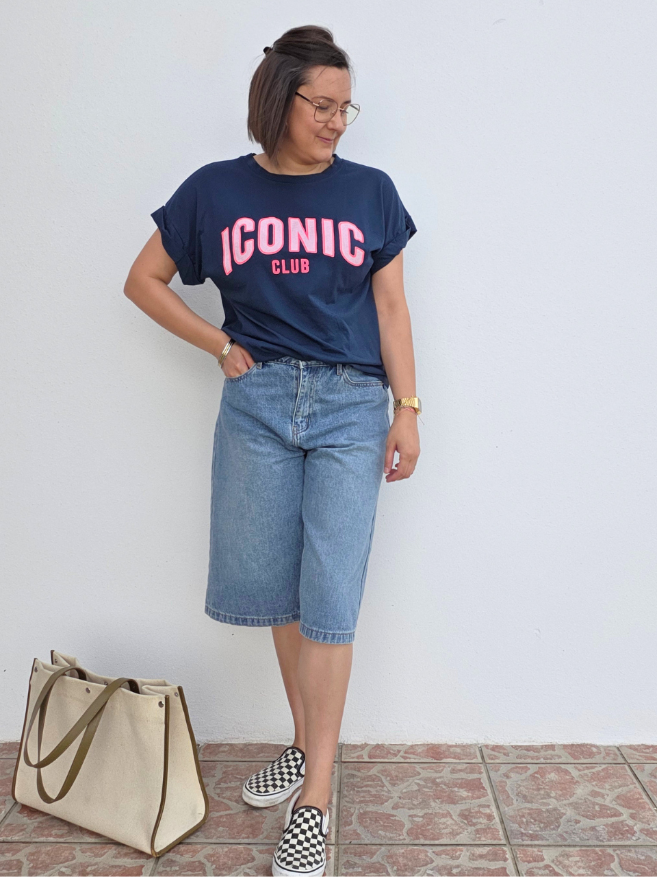 T-shirt Iconic Club 100% coton – Marine ou vieux rose
