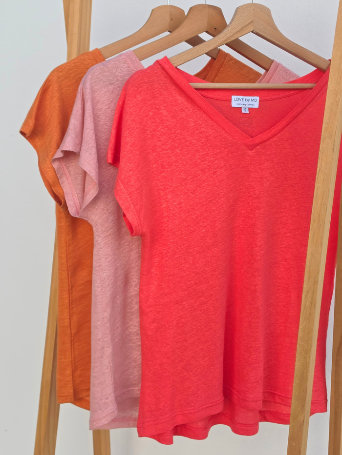 Tee-shirt en lin col V – Love by MD