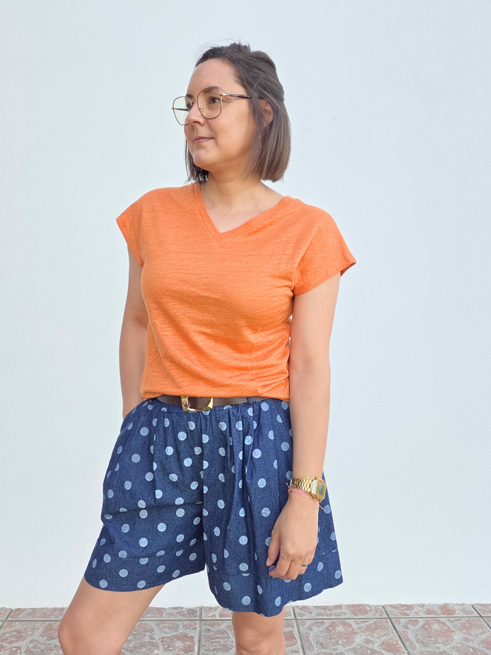 Tee-shirt en lin col V – Love by MD