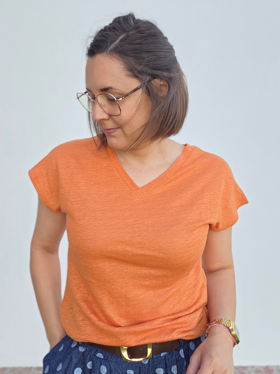 Tee-shirt en lin col V – Love by MD