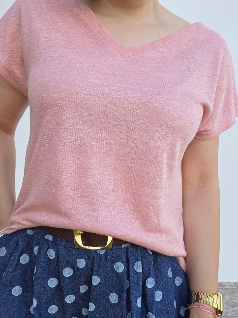 Tee-shirt en lin col V – Love by MD