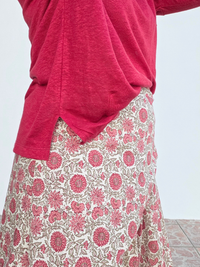 Tee-shirt en lin manches 3/4 rouge cerise – Love by MD