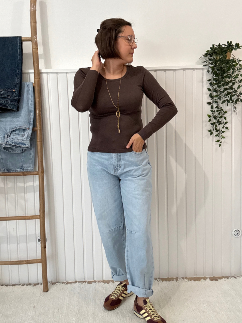 Tee-shirt manches longues marron lyocell Oraije