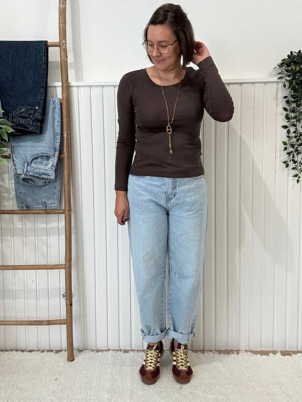 Tee-shirt manches longues marron lyocell Oraije