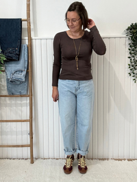 Tee-shirt manches longues marron lyocell Oraije