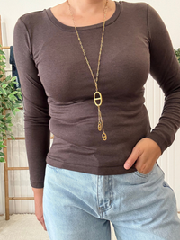 Tee-shirt manches longues marron lyocell Oraije