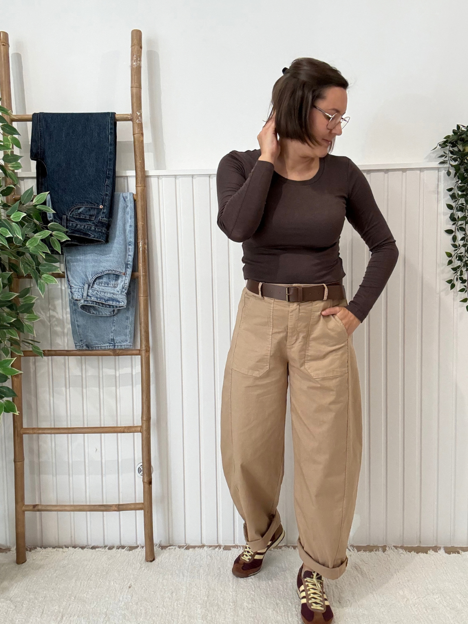 Tee-shirt manches longues marron lyocell Oraije