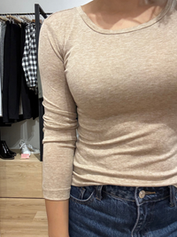 Tee-shirt manches longues beige lyocell et laine - Oraije