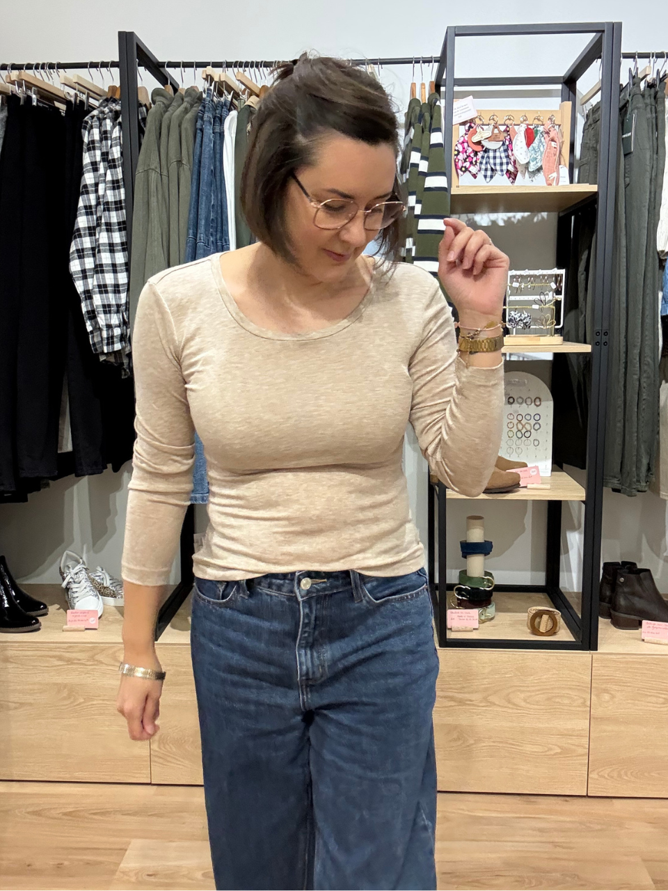 Tee-shirt manches longues beige lyocell et laine - Oraije