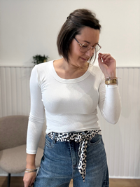 Tee-shirt écru manches longues femme
