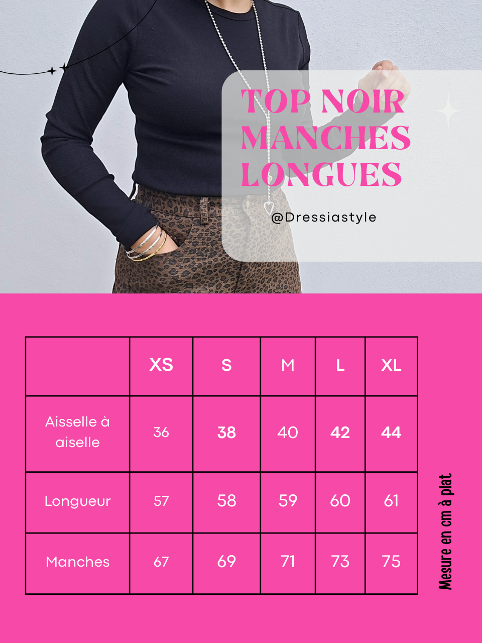 Haut manches longues noir femme Oraije près du corps