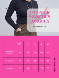 Haut manches longues noir femme Oraije près du corps
